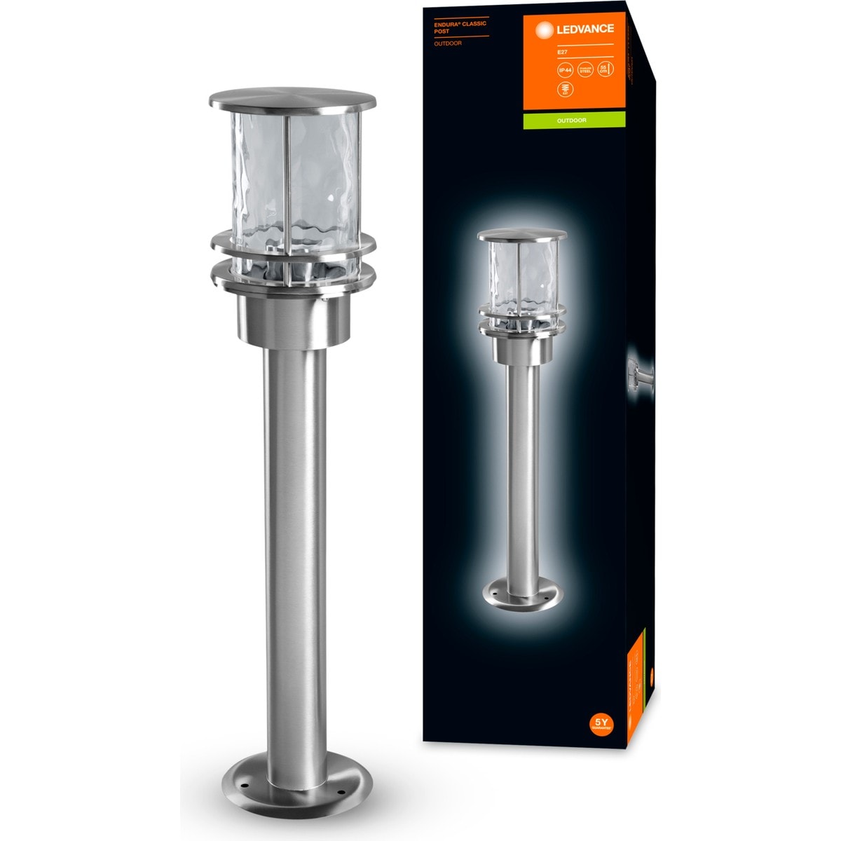 Ledvance Endura Classic Post 55cm E27 Duy IP44 Paslanmaz Çelik Mlz. Dış Mekan Inox Aplik