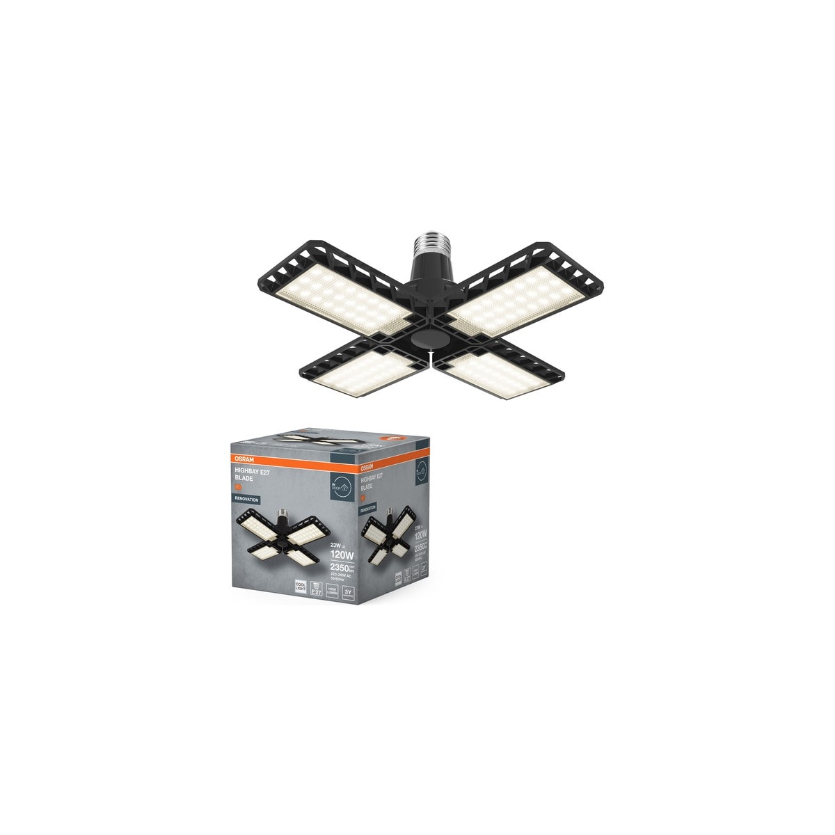 Ledvance Highbay Blade 23W 840 4000K 2350lm IP20 E27 Duy Beyaz Işık Siyah Aydınlatma / 4099854429279