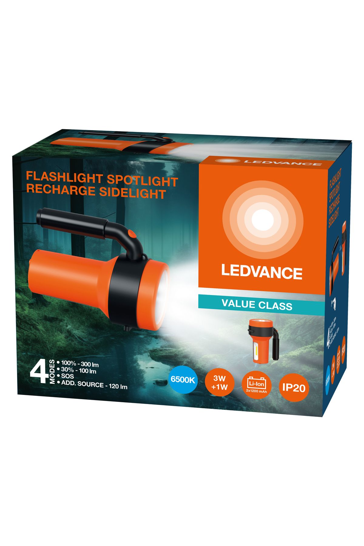 Ledvance Led Side 5W+3W 6500K 100-120-300lm IP20 4 Farklı Mod Şarjlı El Feneri