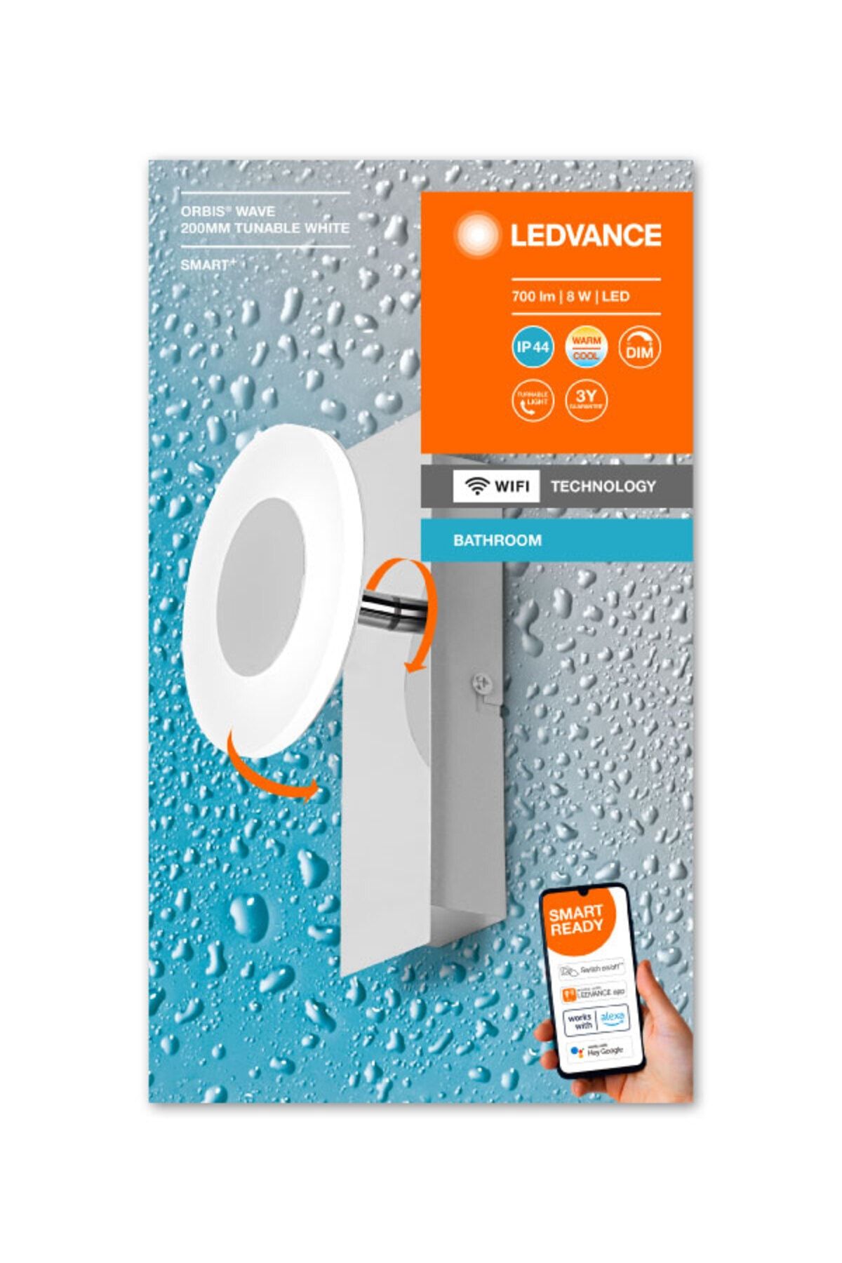 Ledvance Smart Wifi Orbis Wall Wave 8W 3000-6500K 400lm IP44 20cm Banyo Armatür