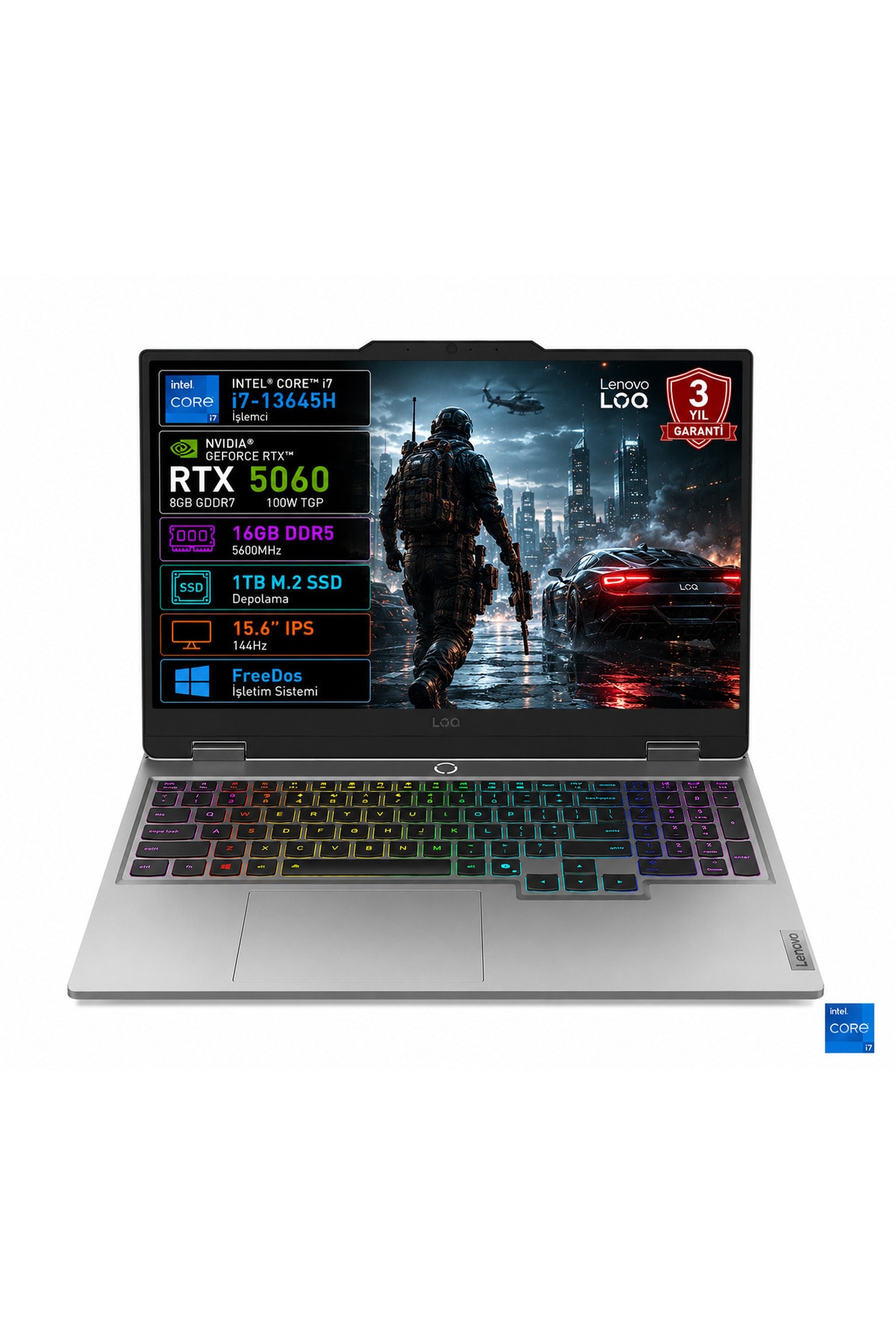 Lenovo LOQ 83JE01BETR i7-13645HX 16GB 1TB SSD RTX5060 8GB TGP 100W 15.6" IPS 144Hz Freedos
