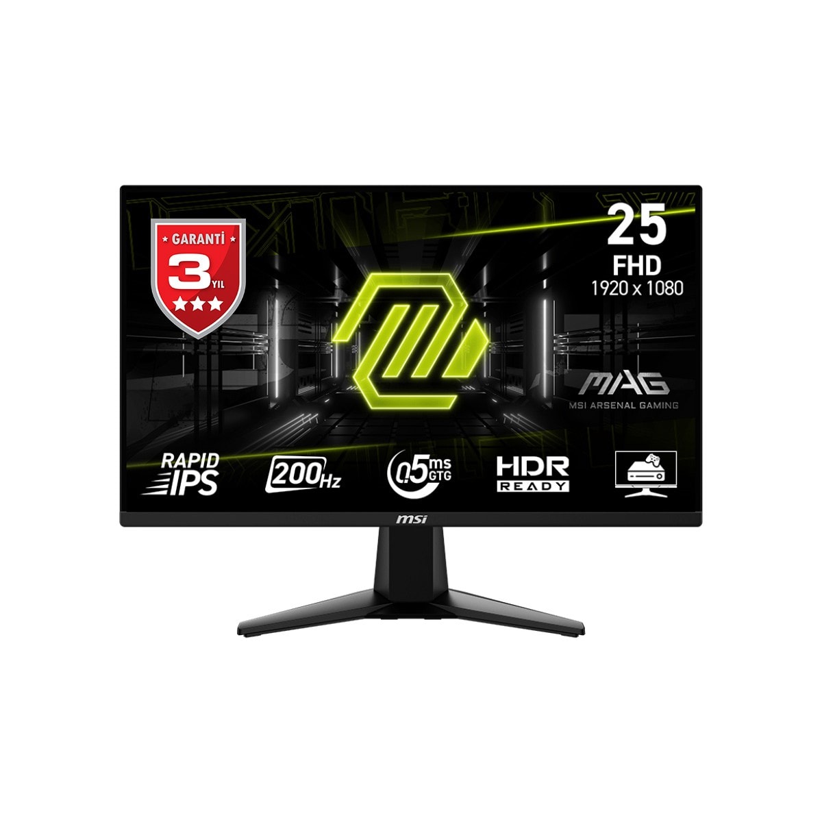 MSI 24.5" MAG 255F E20 FHD 16:9 FLAT RAPID IPS 200HZ 0.5MS (GTG) FREESYNC PREMIUM GAMING MONİTÖR