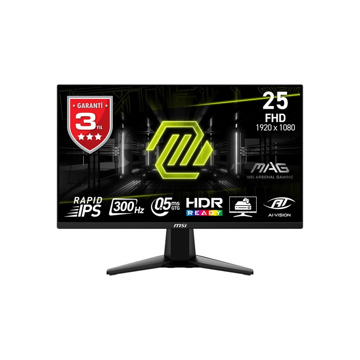 MSI 24.5 MAG 255XF FHD 16:9 FLAT IPS 300HZ 0.5MS GTG ADAPTIVE-SYNC GAMING MONITOR