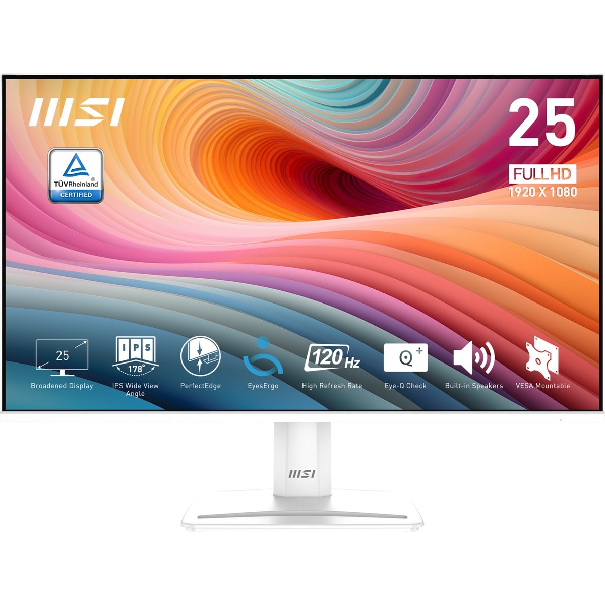 MSI 24.5" PRO MP251W E2 1920x1080(FHD) 16:9 FLAT IPS 120HZ 1MS ADAPTIVE-SYNC BEYAZ MONITOR