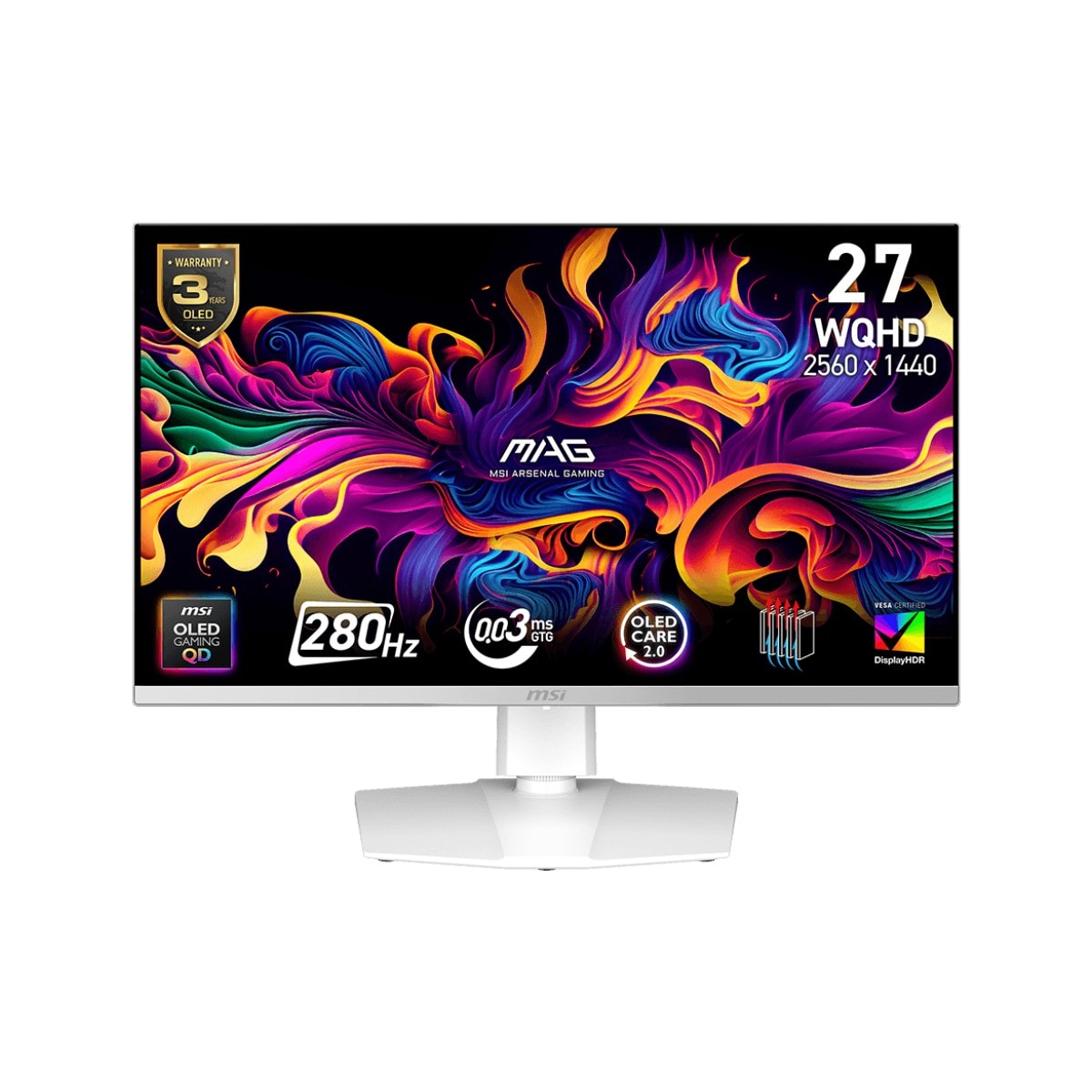 MSI 26.5 MAG 272QPW QD-OLED X28 2560x1440 WQHD FLAT 280HZ 0.03MS FREESYNC PREMIUM PRO BEYAZ