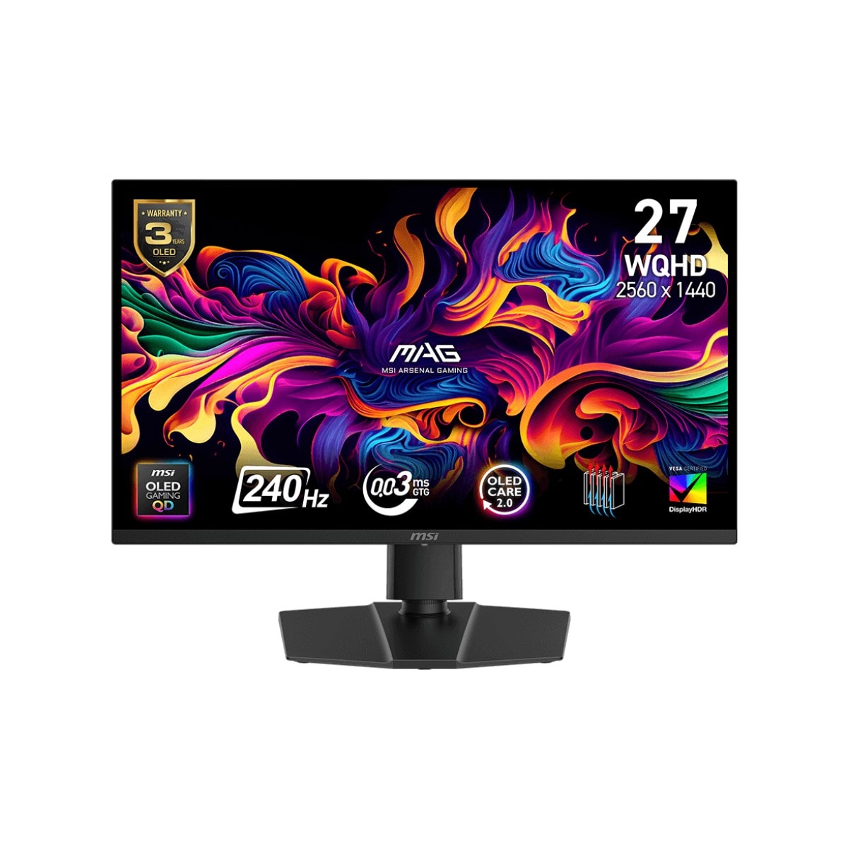 MSI 26.5 MAG 273QP QD-OLED X24 2560x1440 WQHD FLAT 240HZ 0.03MS FREESYNC PREMIUM PRO GAMING MONITOR