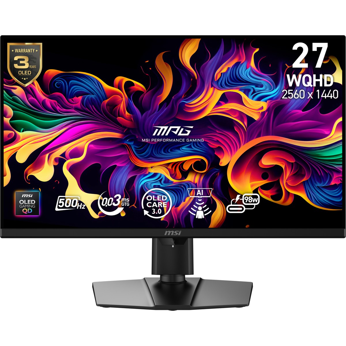 MSI 26.5 MPG 271QR QD-OLED X50 2560x1440 WQHD FLAT 500HZ 0.03MS ADAPTIVE-SYNC GAMING MONITOR