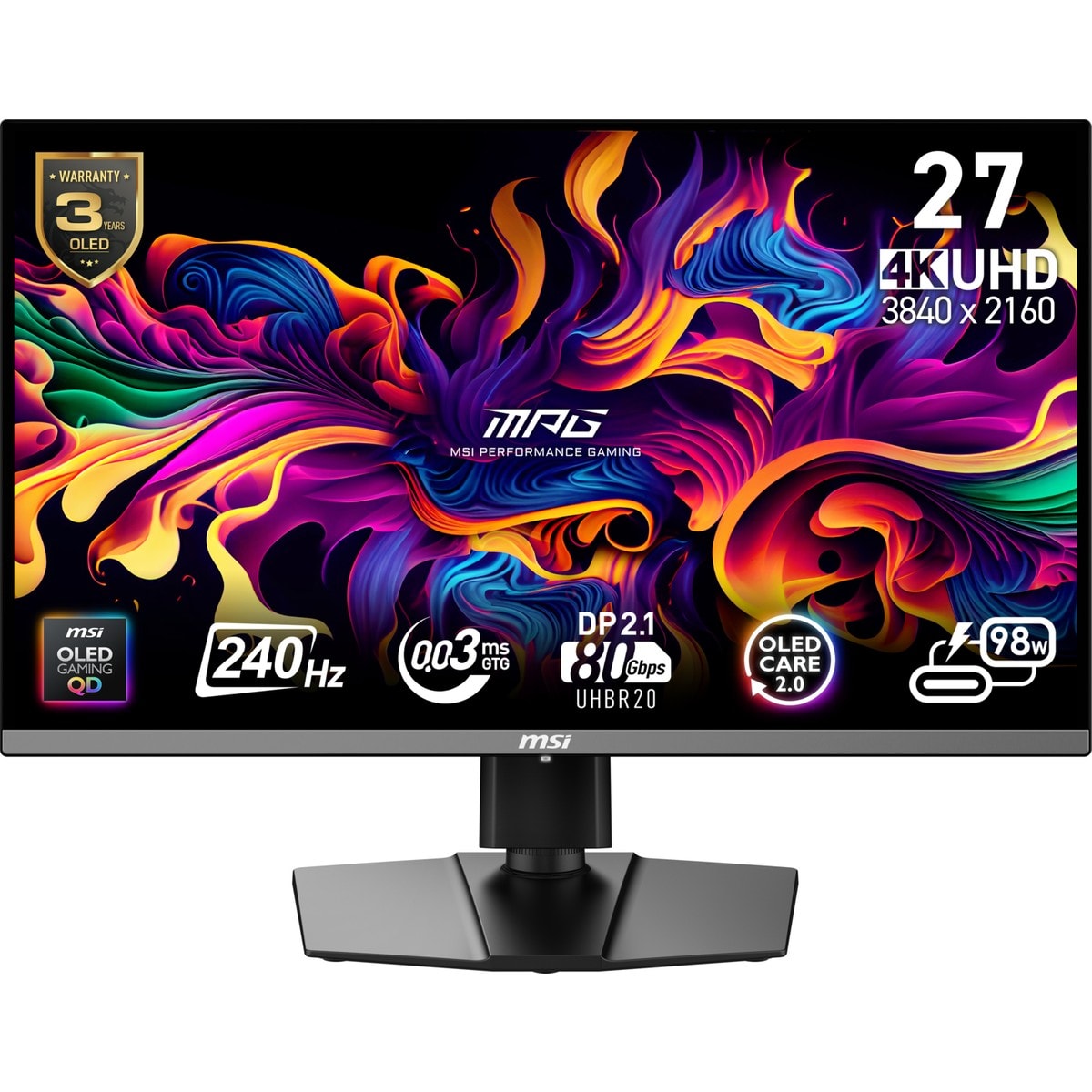 MSI 26.5" MPG 272URX UHD CURVE QD-OLED 240 HZ 0.03MS G-SYNC COMPATIBLE GAMING MONITOR