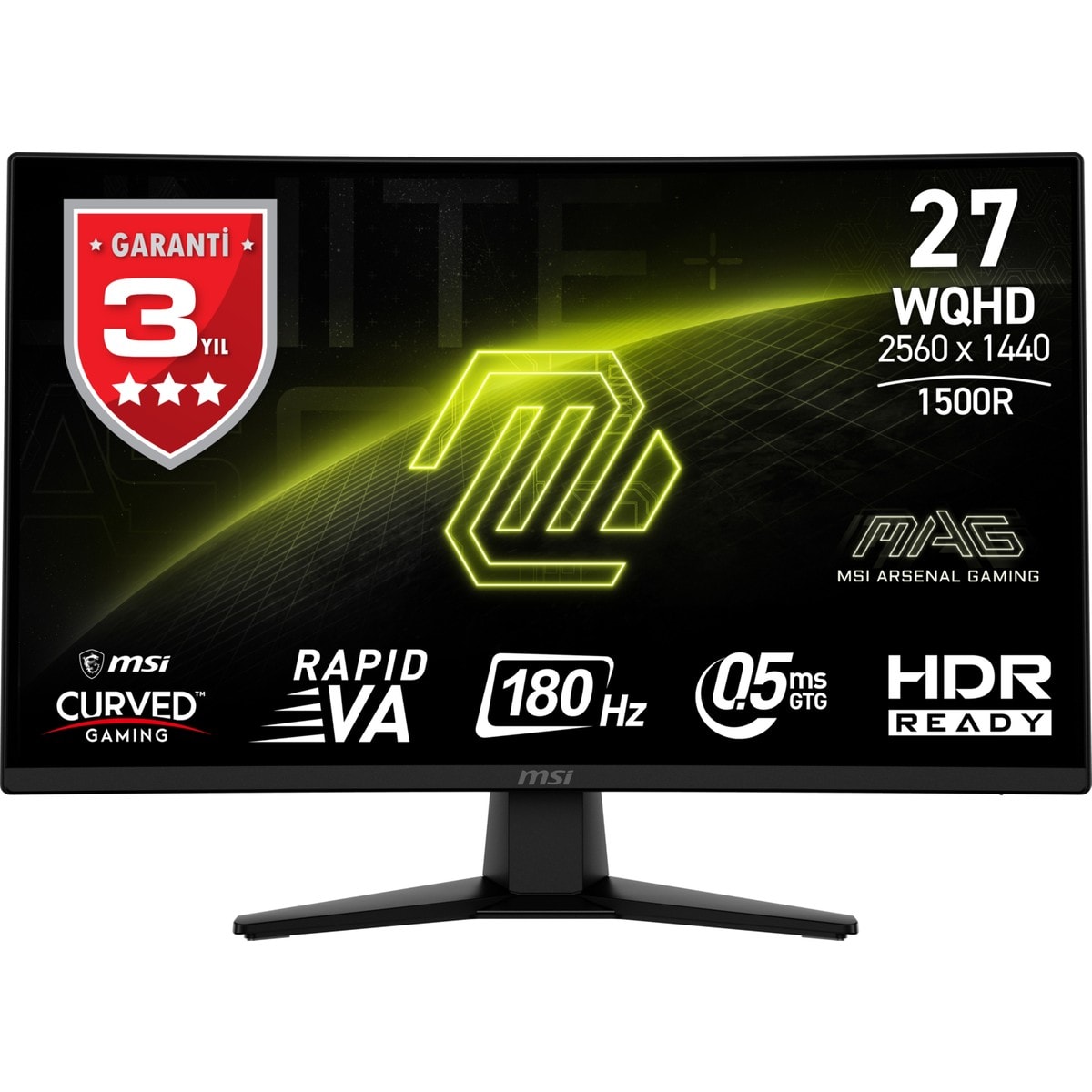 MSI 27" MAG 274CQF WQHD CURVE 1500R RAPID VA 180HZ 0.5MS GTG ADAPTIVE-SYNC GAMING MONITOR