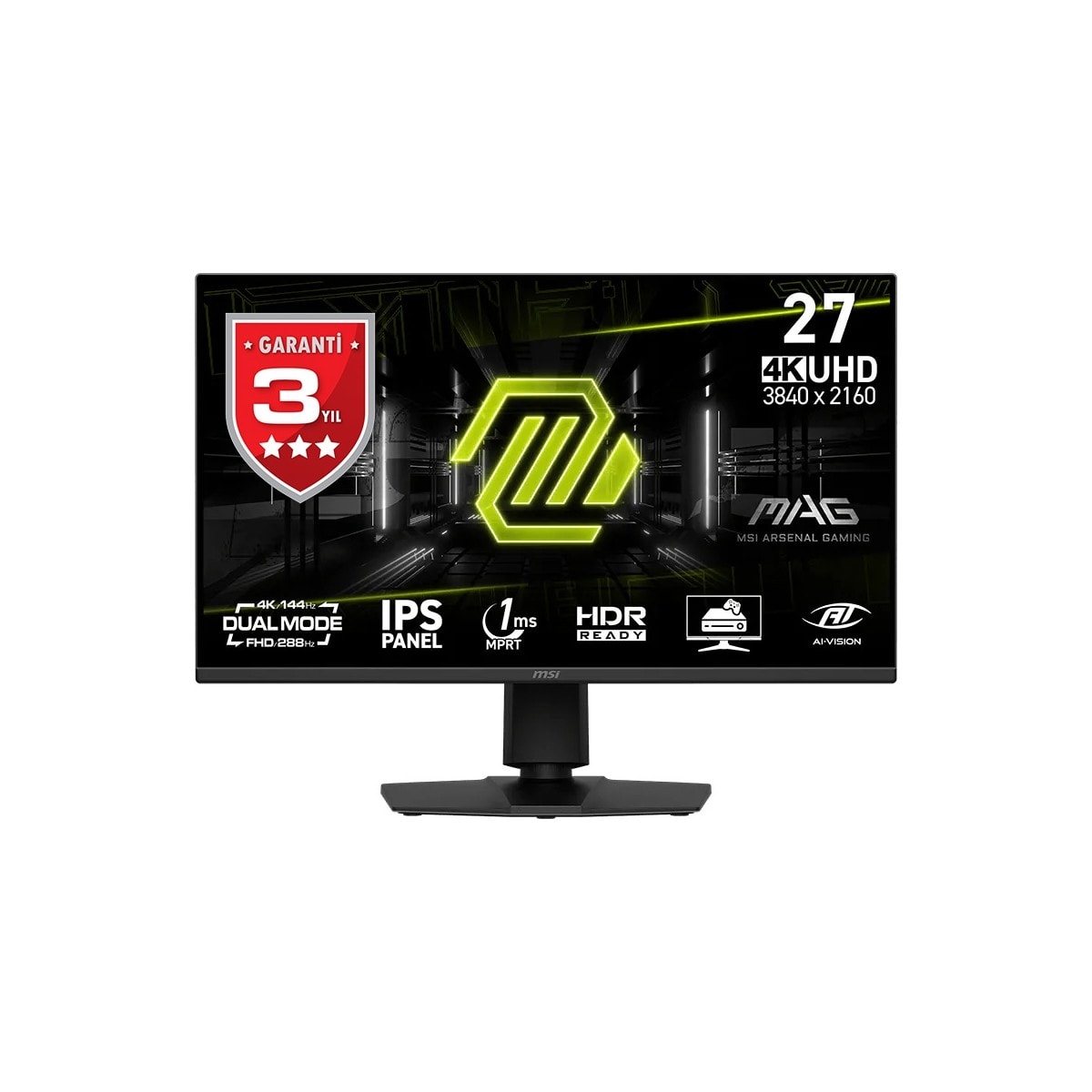 MSI 27" MAG 275UPD E14 3840x2160 UHD FLAT IPS UHD:144HZ, FHD:288HZ 1MS FREESYNC PREMIUM PIVOT GAMING