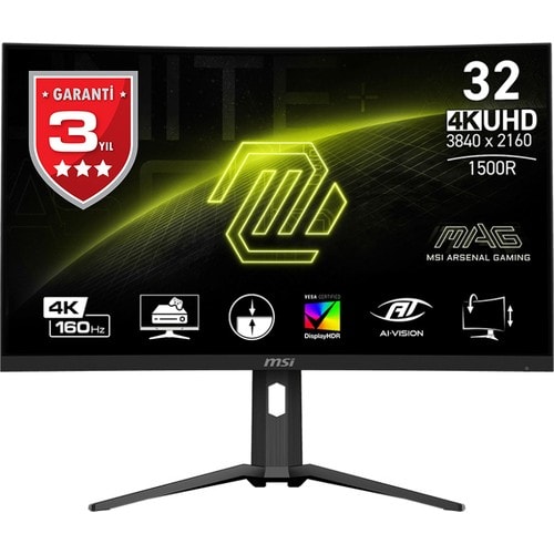 MSI 31.5 MAG 321CUP UHD CURVE 1500R 160Hz 1Ms Premium Gaming Monitör