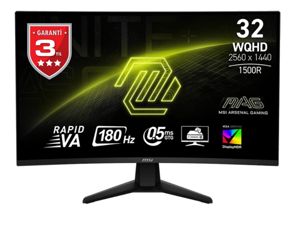 Msi 31.5" MAG 32CQ6F 180Hz 1Ms RAPID VA Adaptive-Sync Curved Gaming Monitör