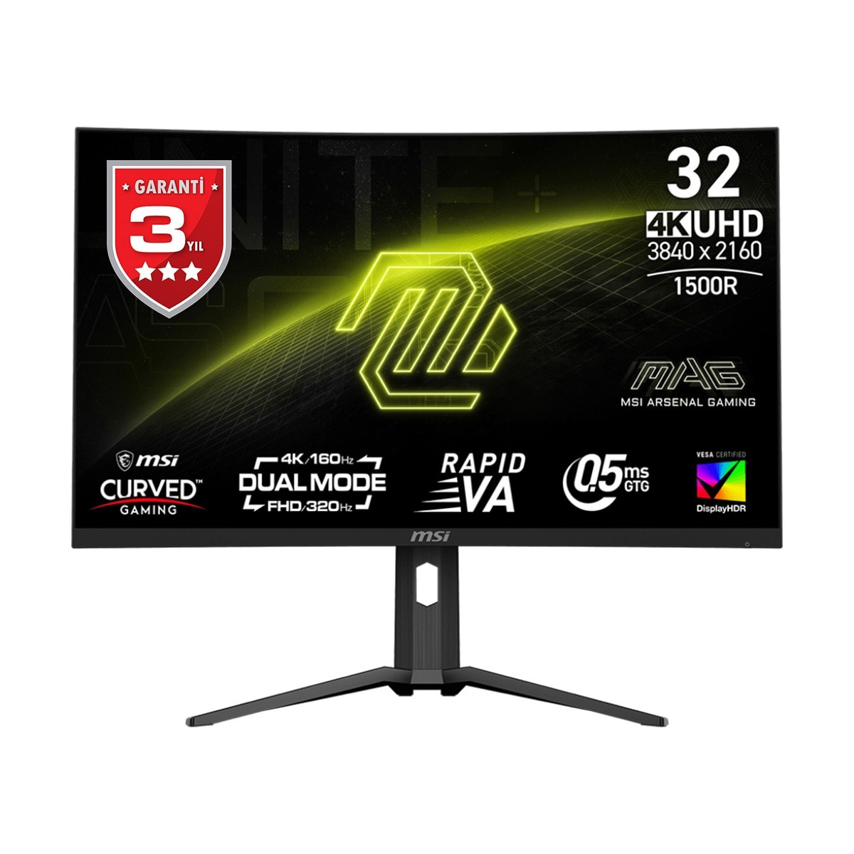 MSI 32 MAG 321CUPDF UHD CURVE 1500R VA 160HZ 0.5MS GTG FREESYNC PREMIUM GAMING MONITOR