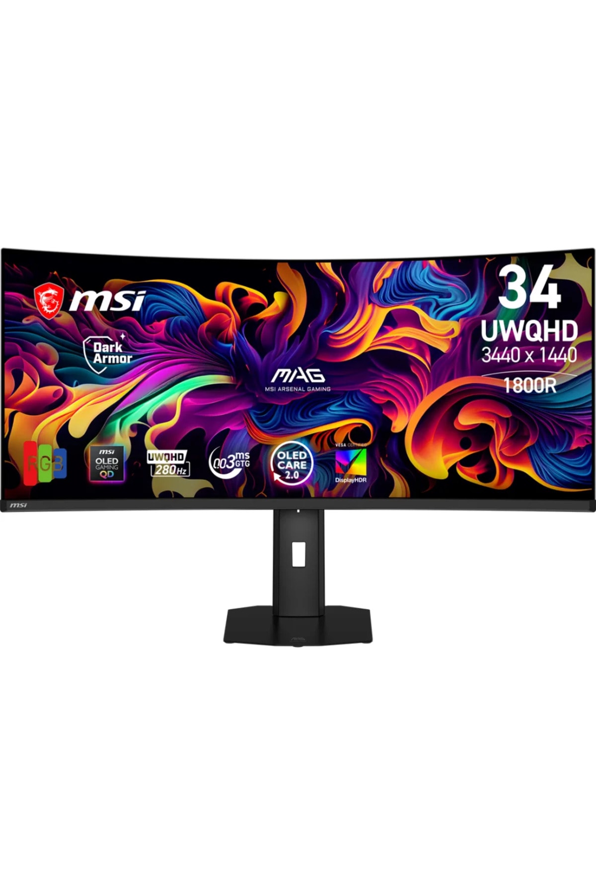 MSI 34.18" MAG 341CQP QD-OLED X28 3440x1440 21:9 CURVE 1800R 280HZ 0.03MS GAMING MONITOR