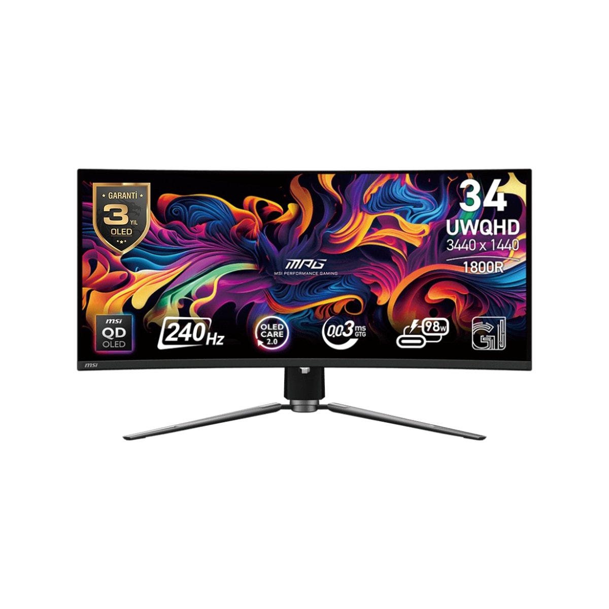 Msi 34.18" MPG 341CQPX QD-OLED 240Hz 0.03Ms FreeSync Premium Curved Gaming Monitör