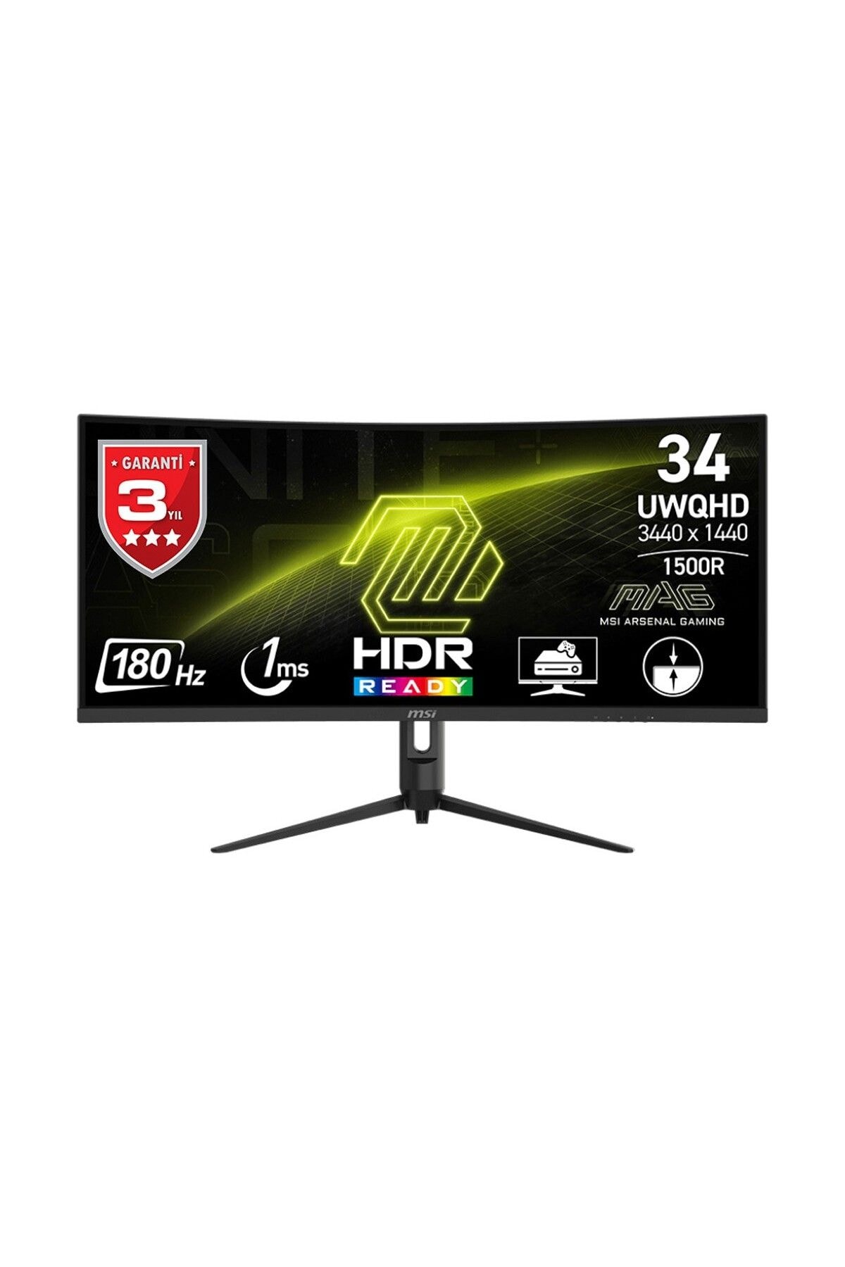 Msi 34" MAG 342CQR E2 180Hz 1Ms FreeSync Premium UWQHD VA Curved Gaming Monitör