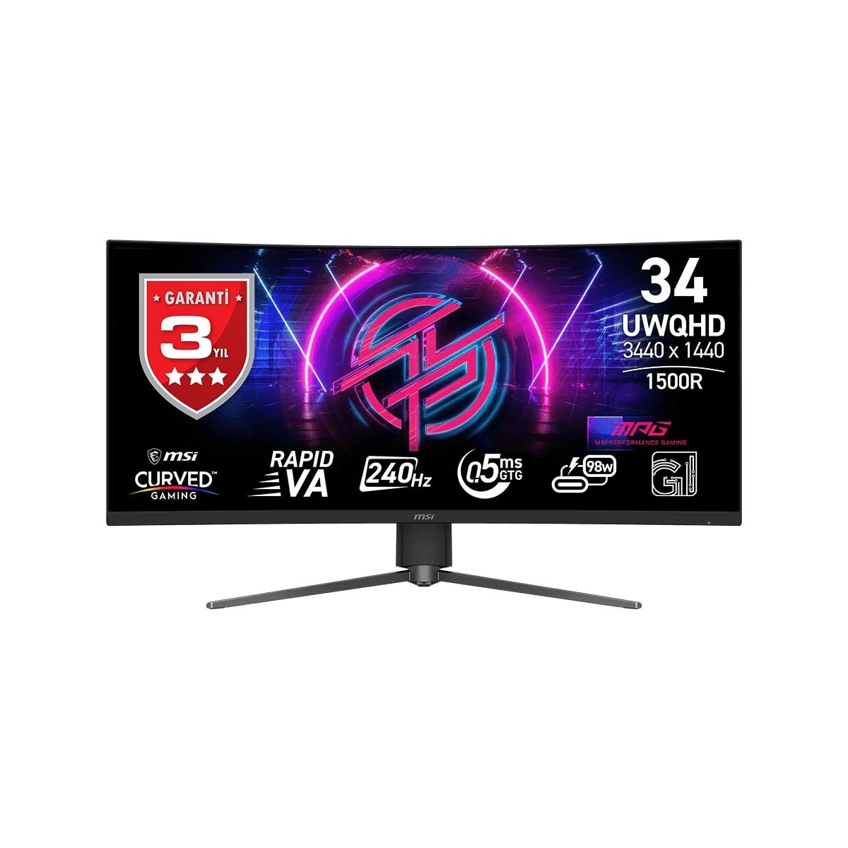 MSI 34" MPG 346CQRF X24 3440x1440 UWQHD 21:9 CURVE 1500R RAPID VA 240HZ 0.5MS ADAPTIVE-SYNC GAMING