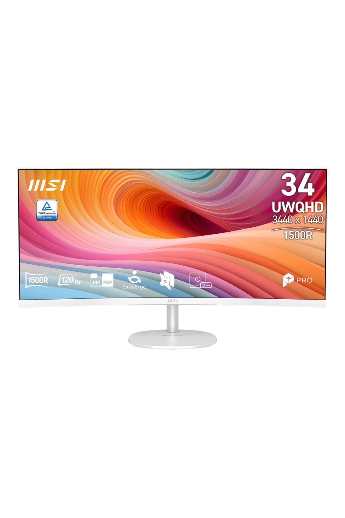 MSI 34 PRO MP341CQW E12 3440x1440 16:9 CURVE 1500R VA 120HZ 1MS MPRT FREESYNC PREMIUM BEYAZ MONITOR