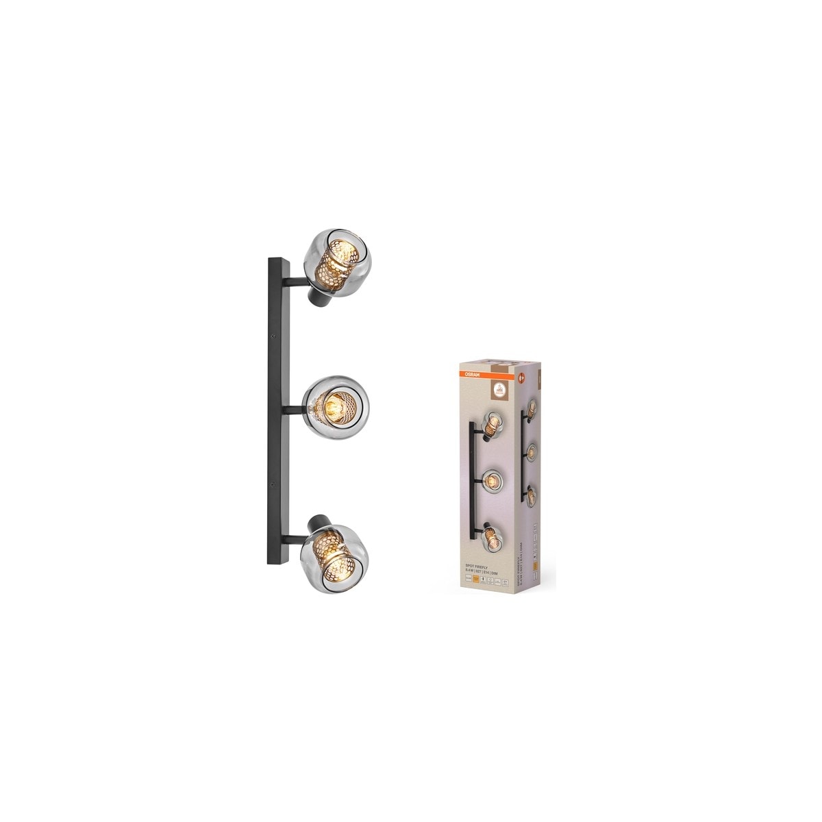 Firefly Üçlü Ray LED Spot 3X2.8W 2700K 750LM E14 Dim Edilebilir Siyah