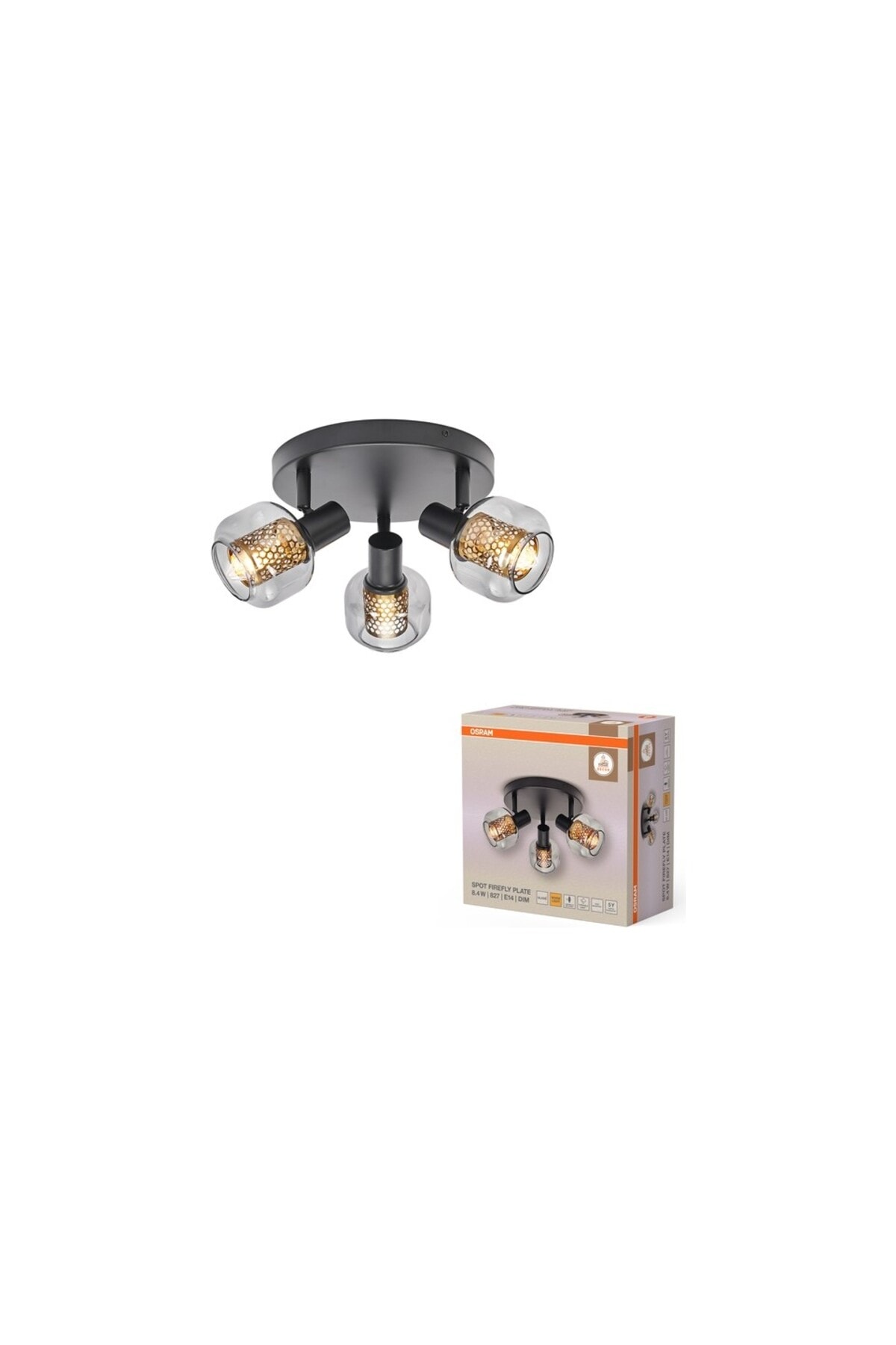 Osram Firefly Üçlü Yuvarlak Led Spot 3x2.8W 2700K 750lm E14 Dim Edilebilir Siyah / 4099854474637