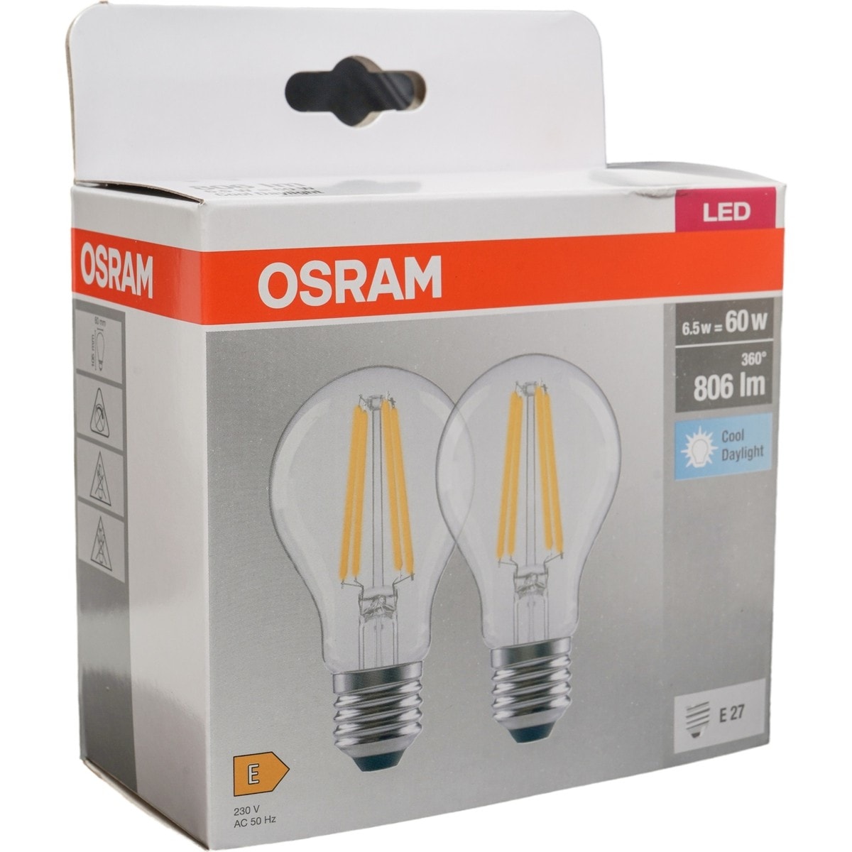 Osram Led 6.5W 6500K 806lm E27 Duy Beyaz Işık 2'li Paket Ampul / 4099854394492