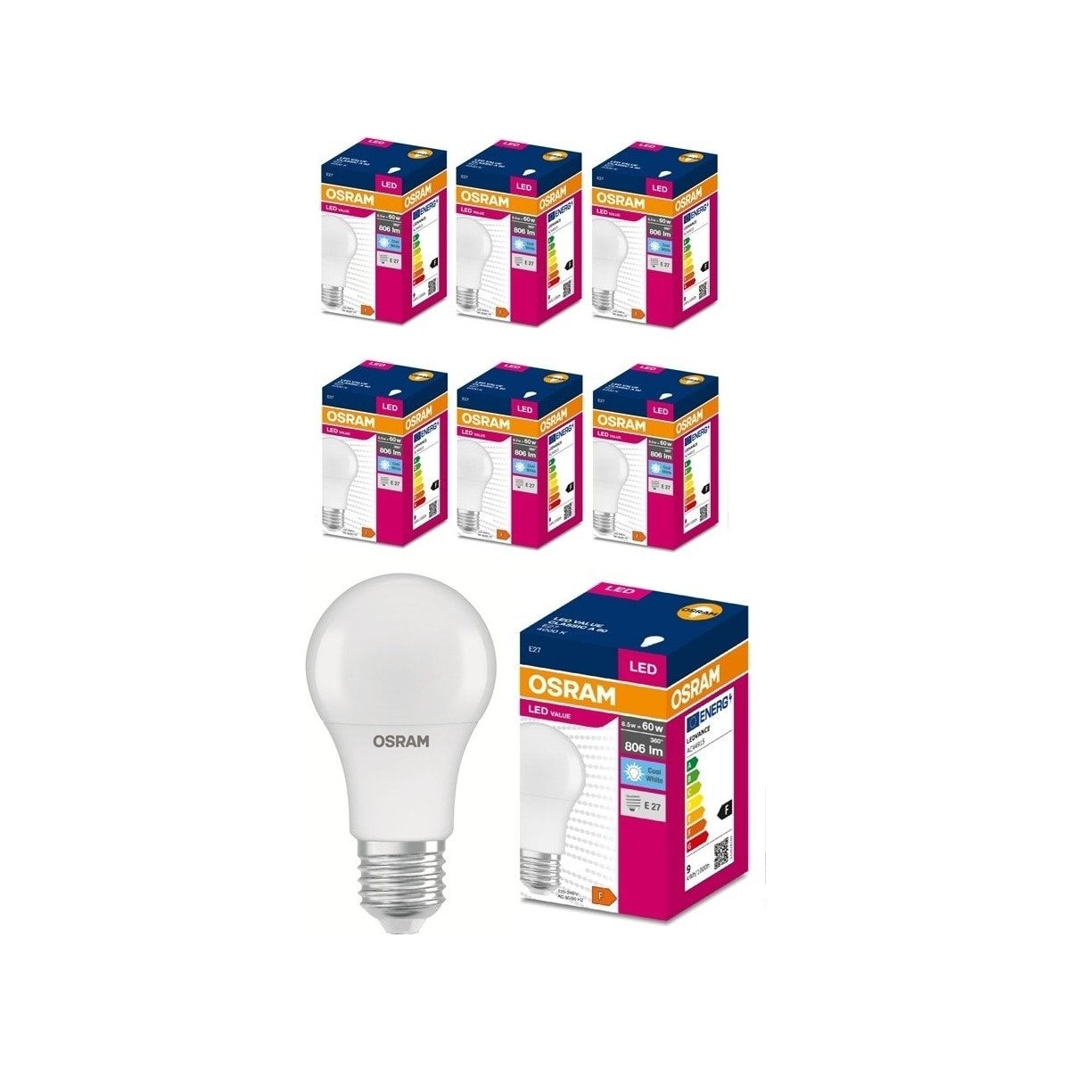 LED 8.5W 6500K 806LM E27 Duy Beyaz Işık Ampul (6 Adet)