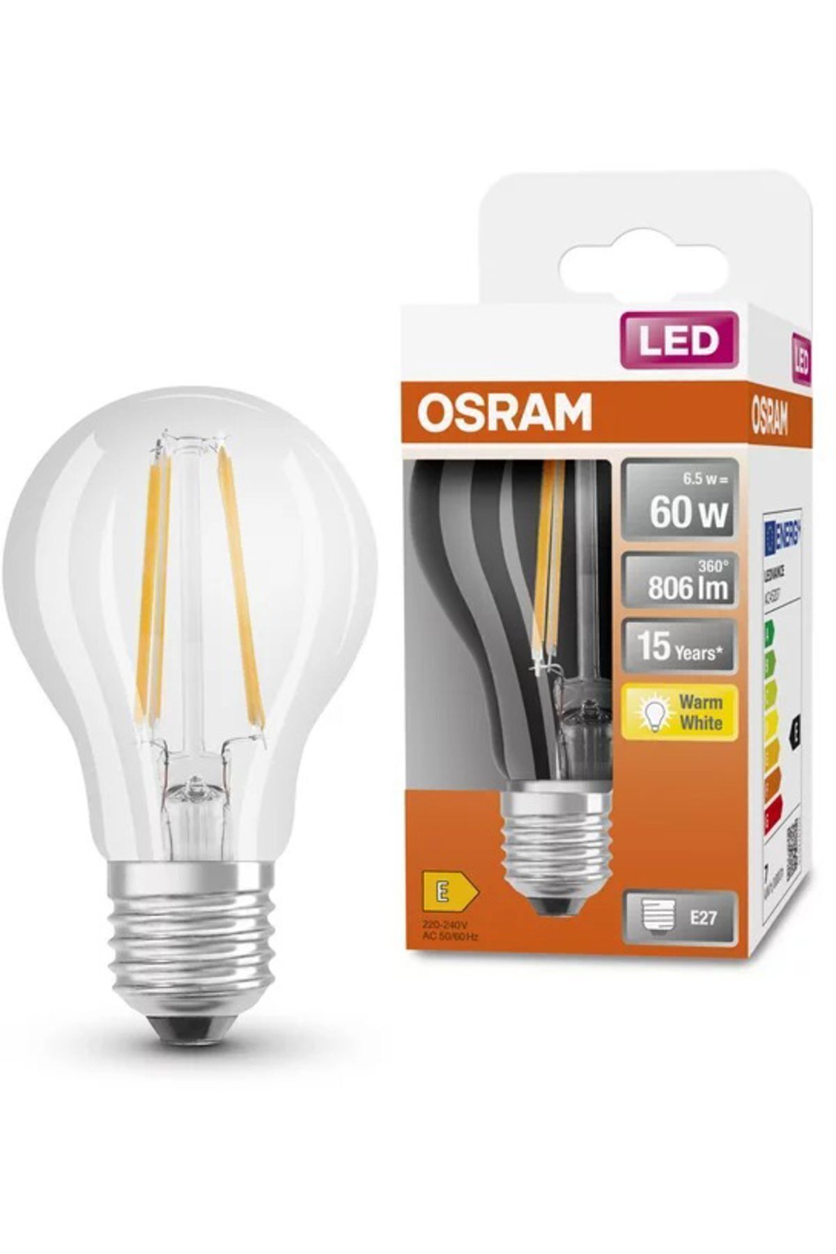 Osram Led Flament 6.5W 2700K 806lm E27 Duy Sarı Işık Ampul