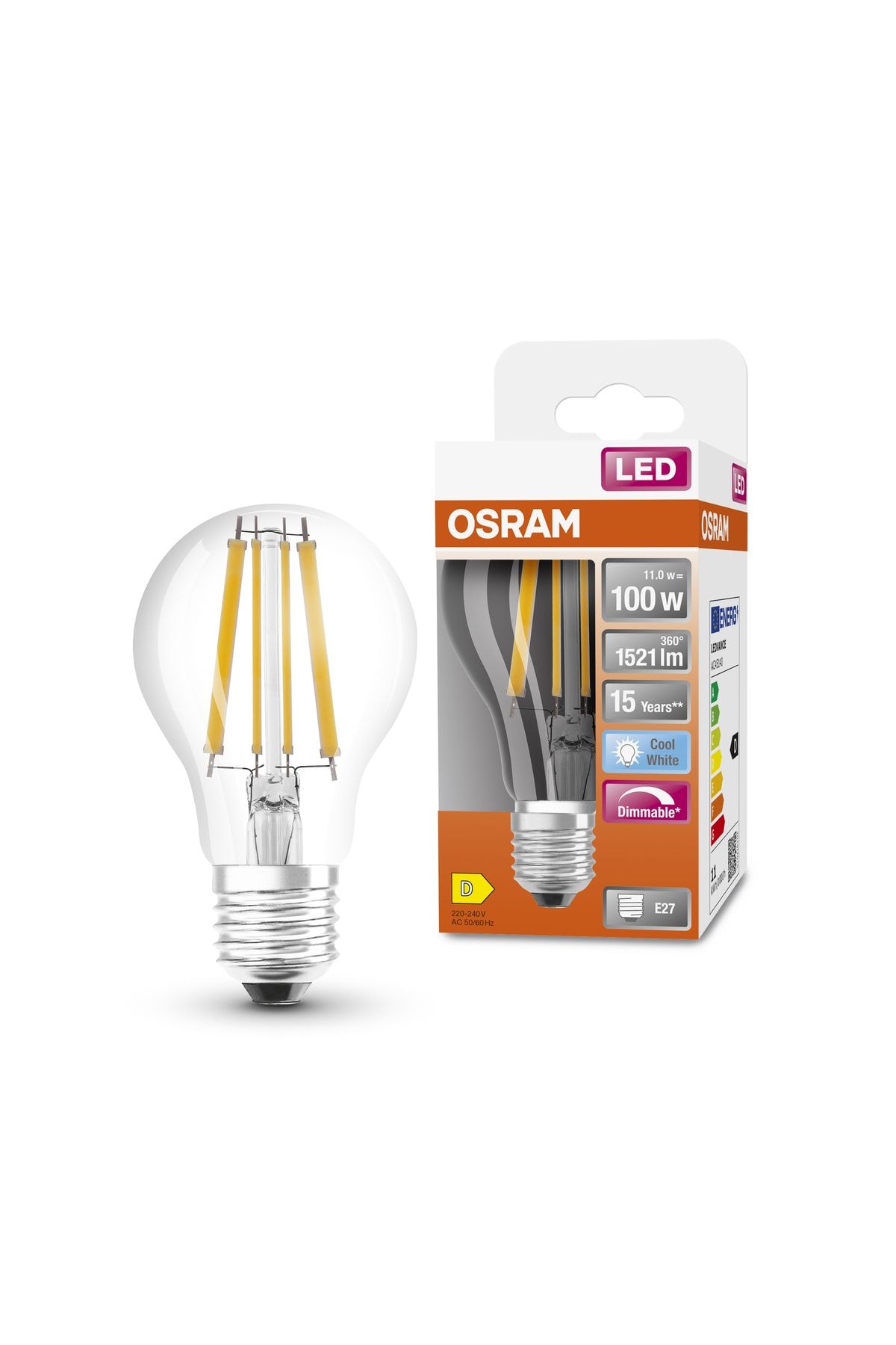 Osram Led Flament Dim 11W 4000K 1521lm E27 Duy Kırık Beyaz Işık Ampul