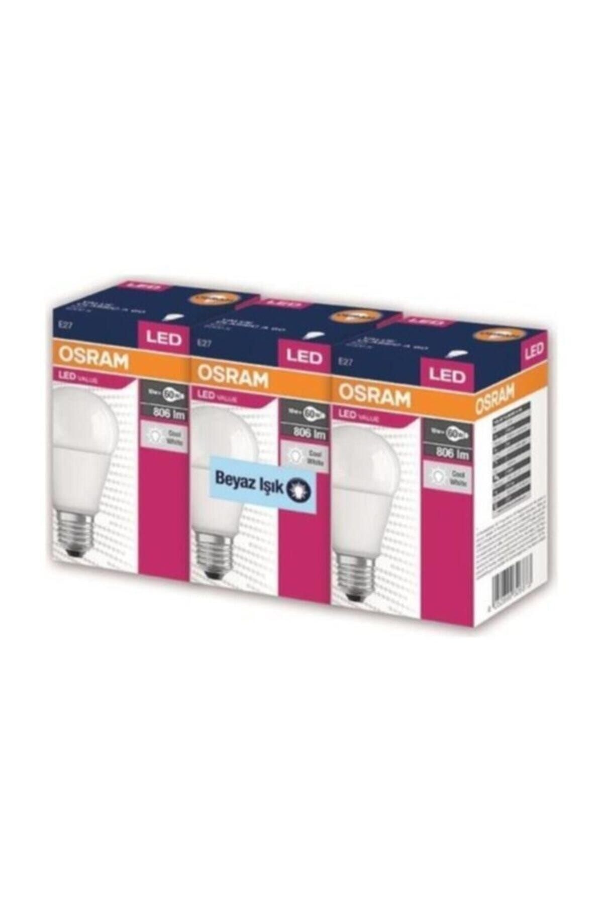 OSRAM LED LAMBA 8.5W BEYAZ IŞIK (E27 DUYLU) 3'Lü
