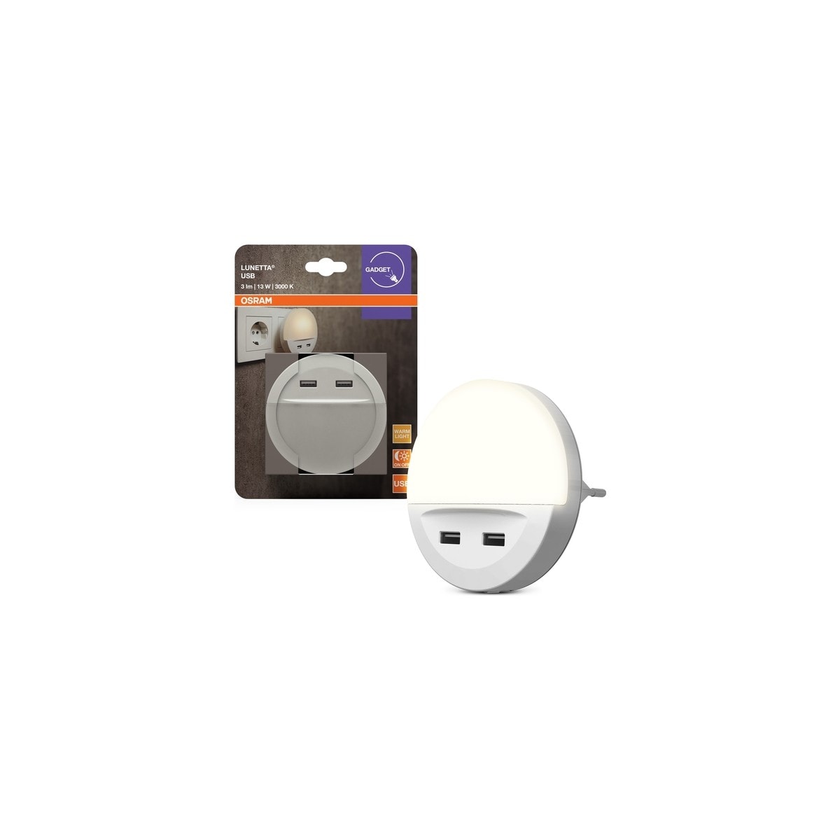 Lunetta 13W 3lm 3000K USB Sarı Işık Gece Lambası