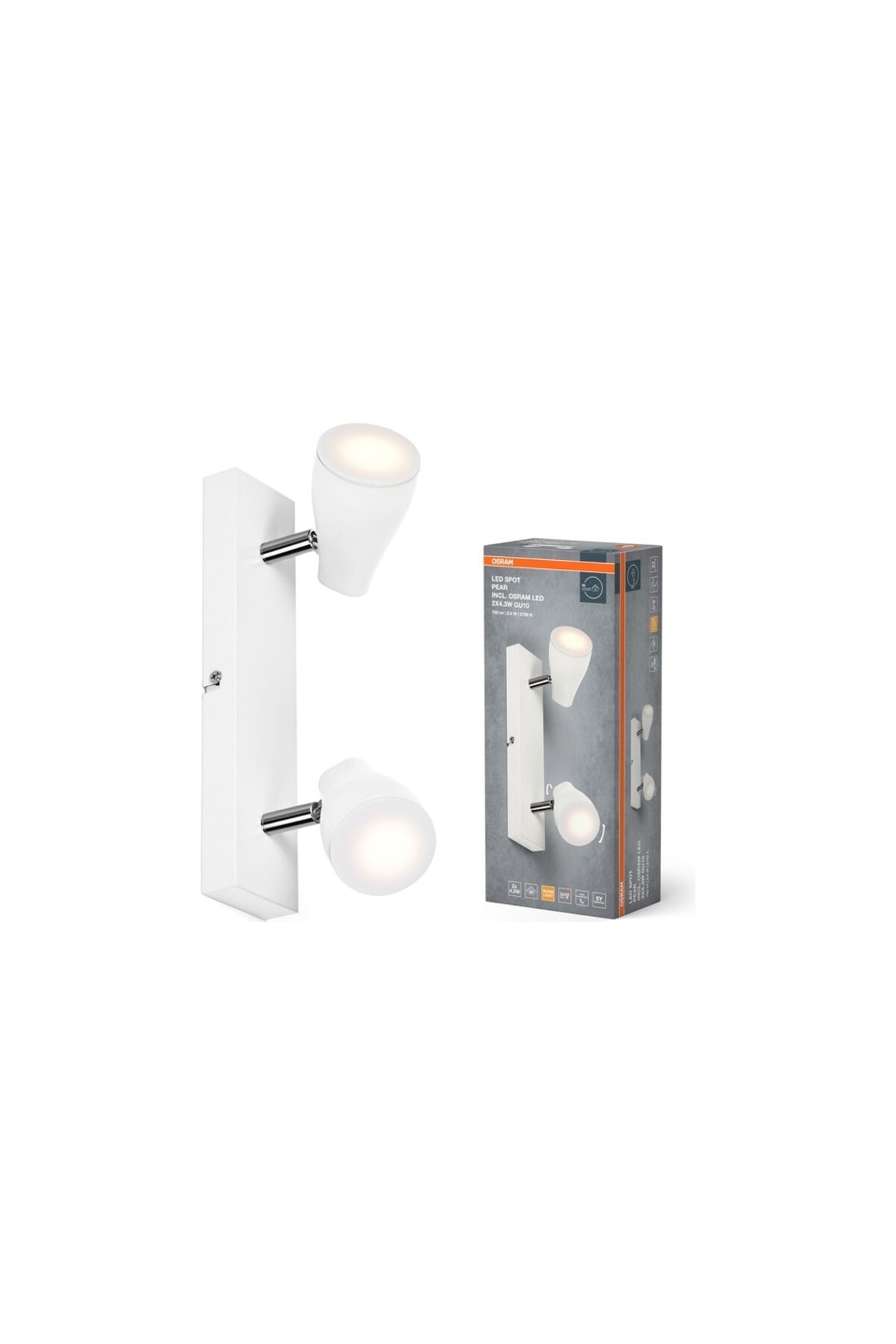Osram Pear İkili Led Spot 2x4.3W 2700K 700lm GU10 Beyaz Kasa / 4099854473784