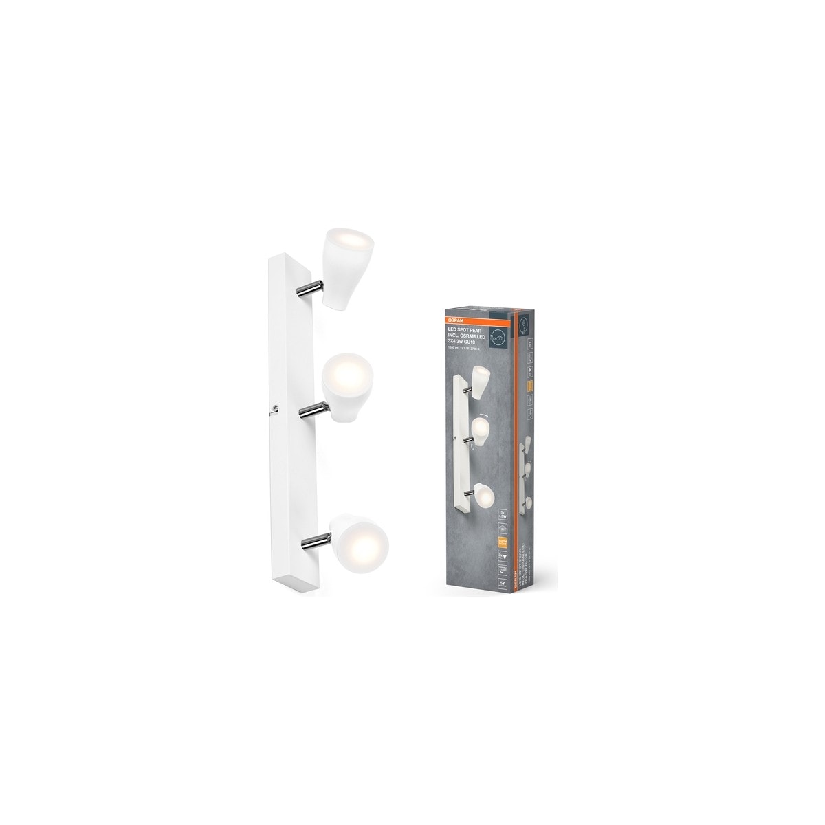 Osram Pear Üçlü Led Spot 3x4.3W 2700K 1050lm GU10 Beyaz Kasa / 4099854473807