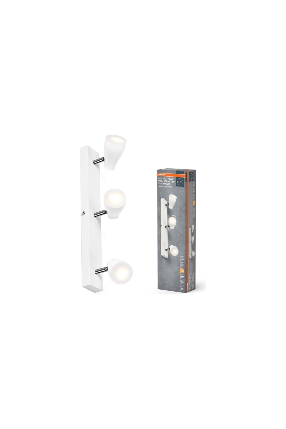 Osram Pear Üçlü Led Spot 3x4.3W 2700K 1050lm GU10 Beyaz Kasa / 4099854473807