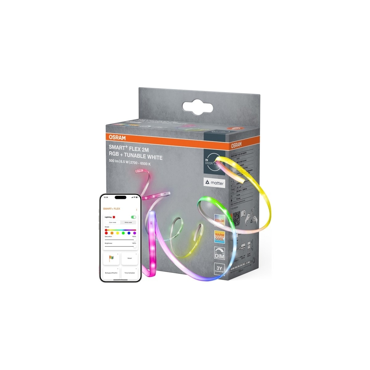 Smart+ Matter Flex 2m Rgb Tunable White 8,5W 500 Lümen Wifi Kontrollü Akıllı LED Şerit