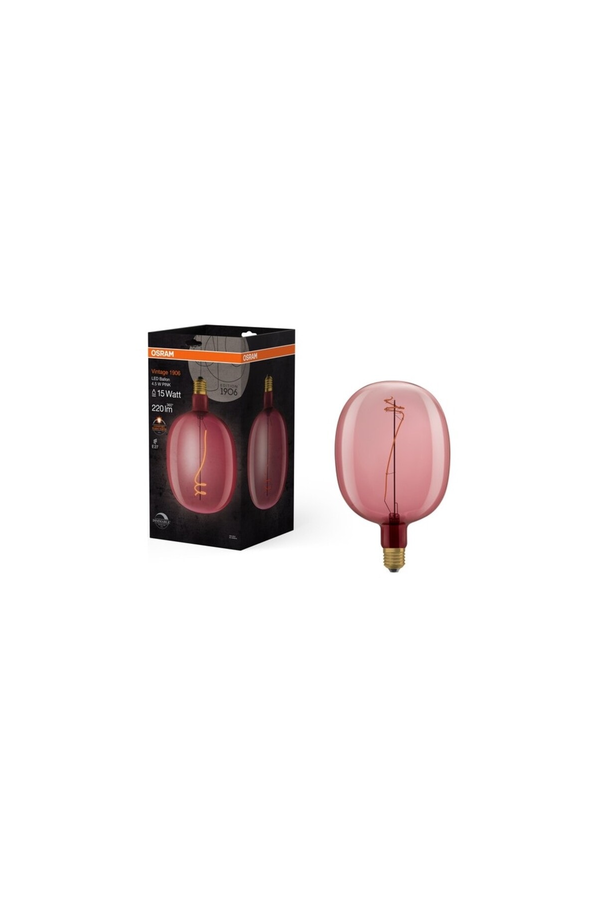 Osram Vintage 1906 Ballon Flament 4.5W 220lm 1600K E27 Duy Dim Sarı Işık Ampul / 4058075761896