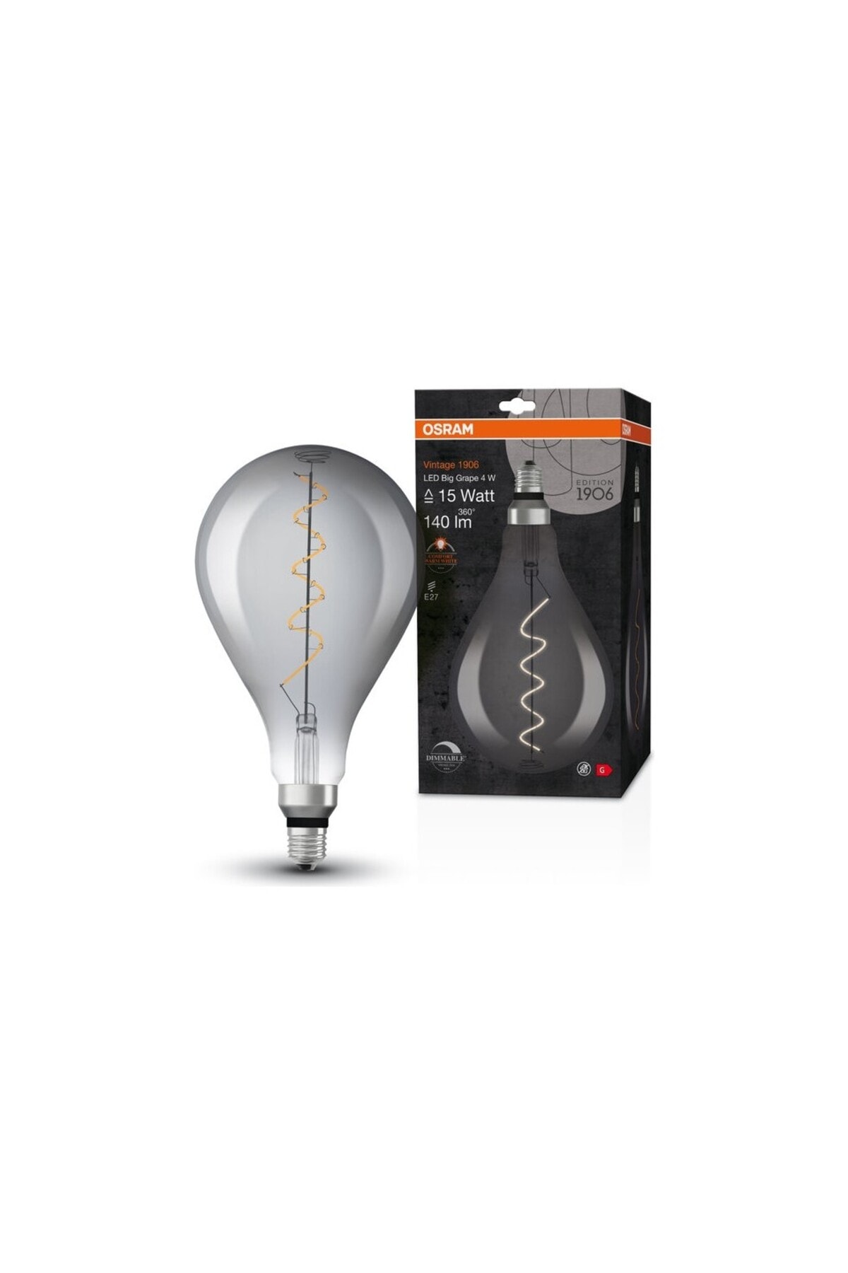 Osram Vintage 1906 Big Grape Flament 4W 140lm 1800K E27 Duy Dim Sarı Işık Ampul / 4058075270022