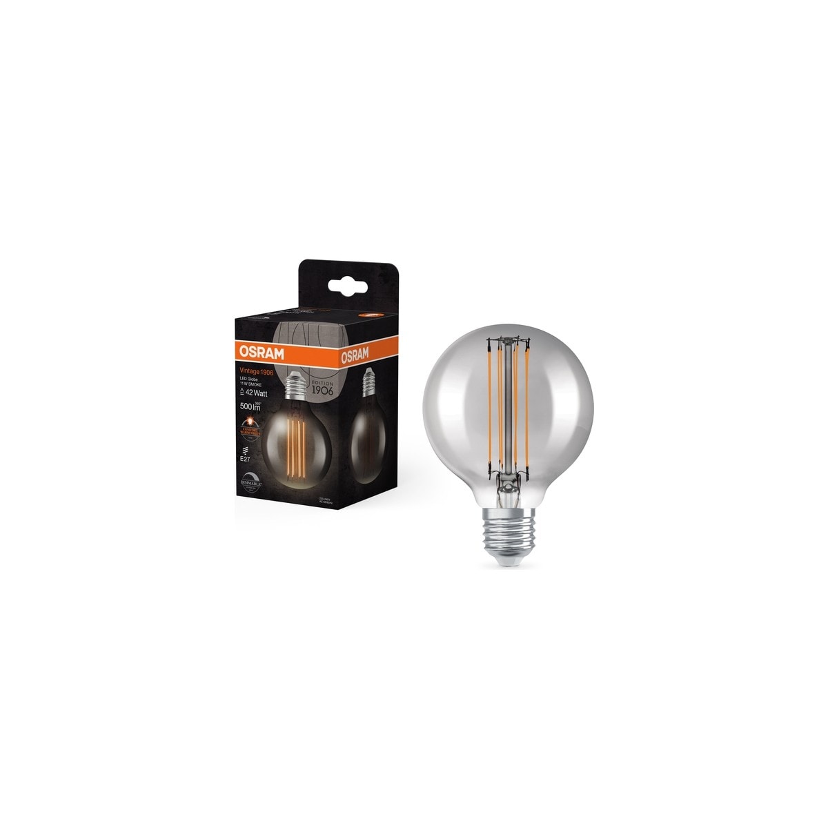 Osram Vintage 1906 Globe Flament 11W 500lm 1800K E27 Duy Dim Sarı Işık Ampul / 4099854090783