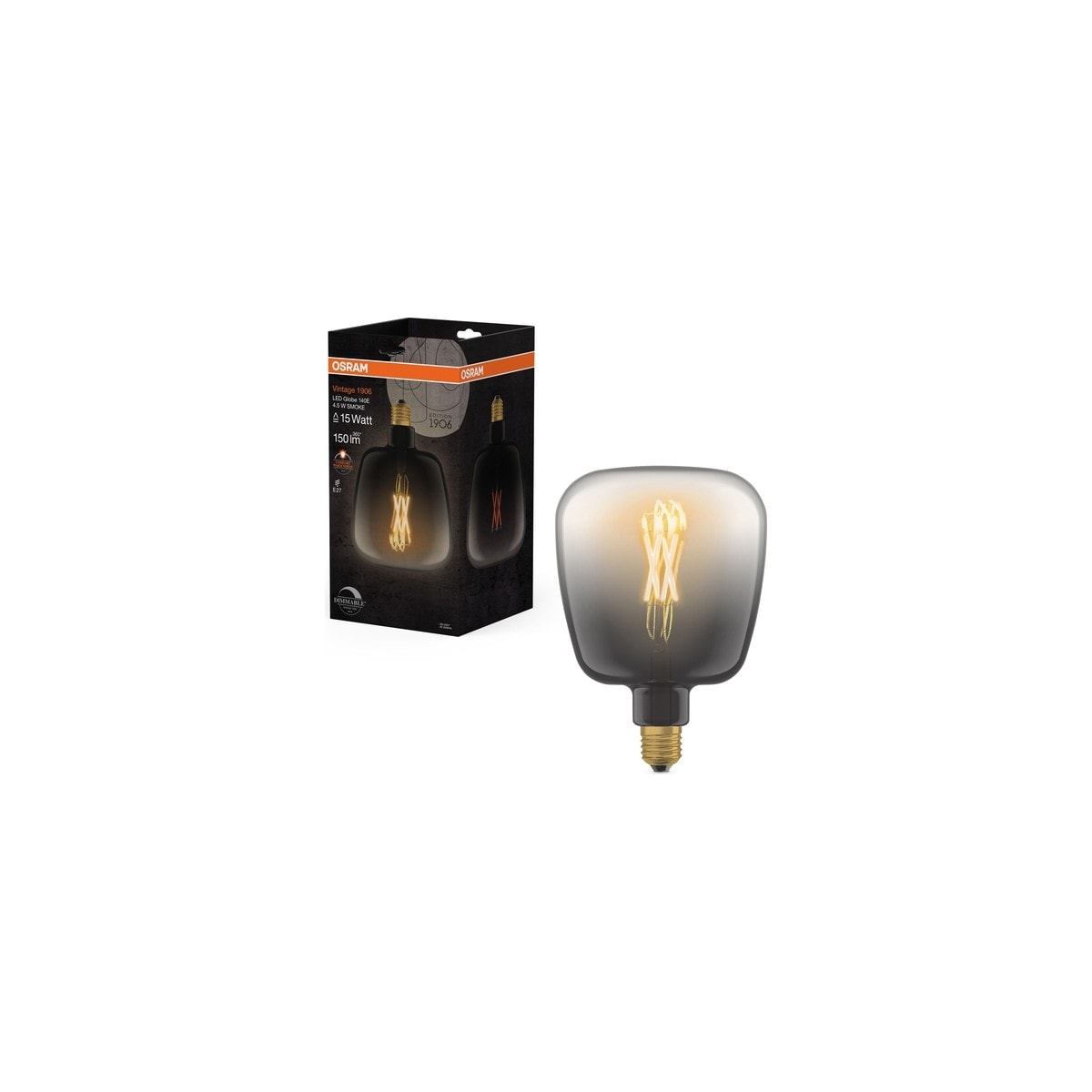 Vintage 1906 Globe Flament 4.5W 150LM 1600K E27 Duy Dim Edilebilir Konforlu Sıcak Beyaz Işık Ampul