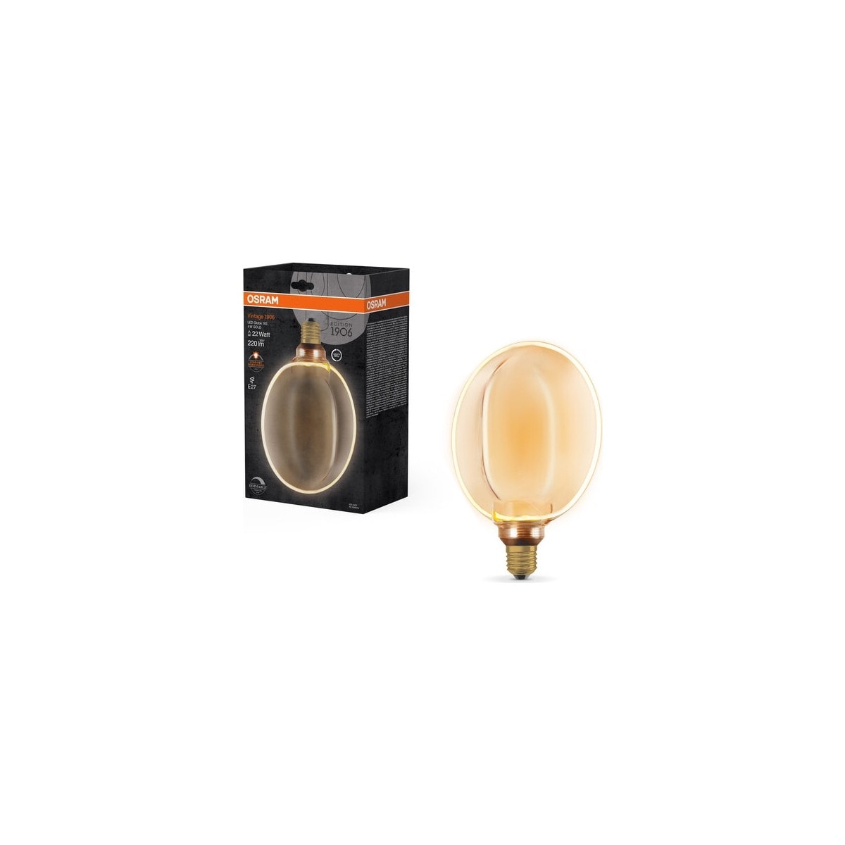 Vintage 1906 Globe Flament 4W 220LM 1800K E27 Duy Dim Edilebilir Konforlu Sıcak Beyaz Işık Ampul