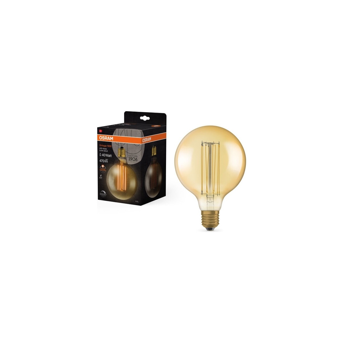 Vintage 1906 Globe Flament 5.8W 4700LM 2200K E27 Duy Dim Edilebilir Konforlu Sıcak Beyaz Işık Ampul