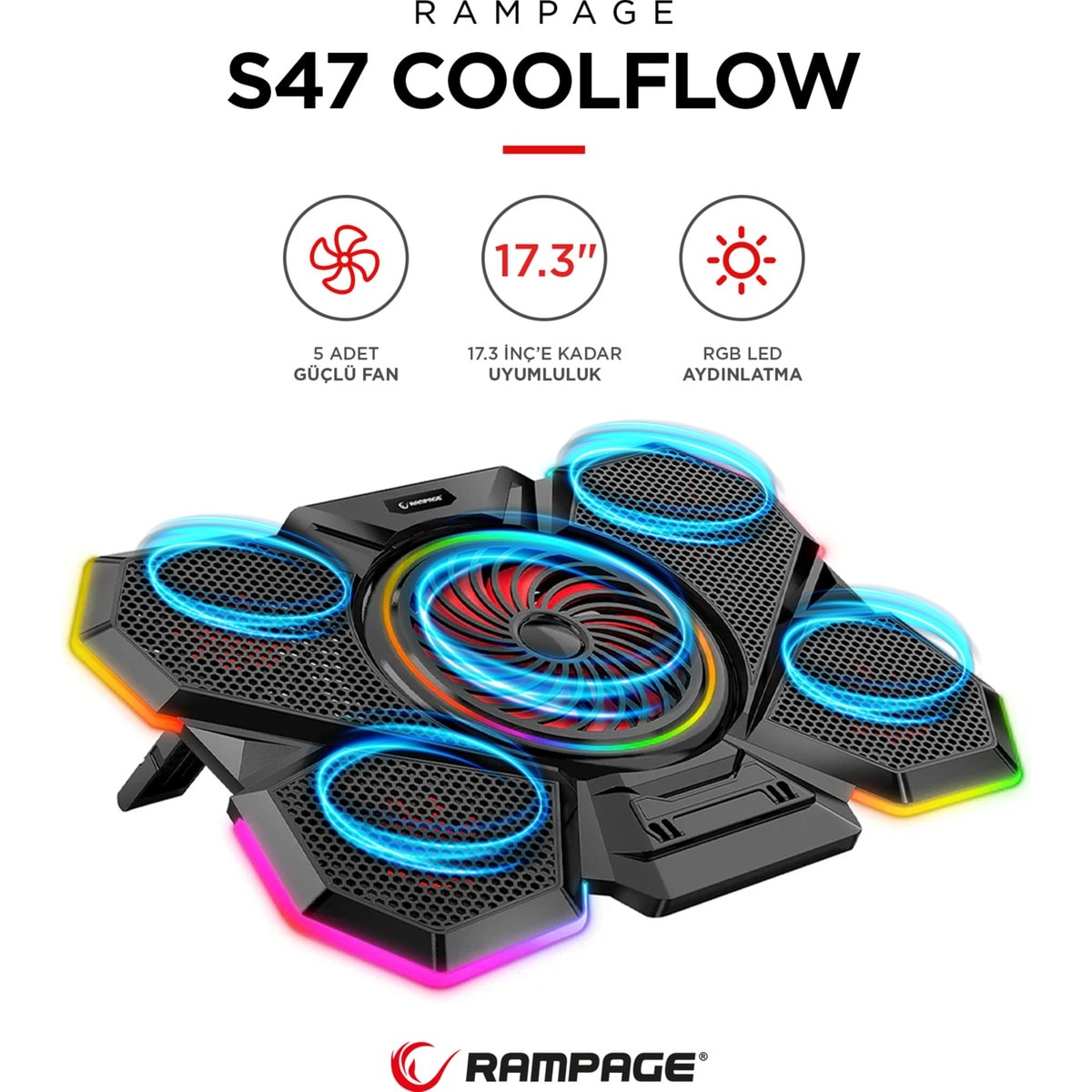 Rampage S47 COOLFLOW 17.3'' Notebook Soğutucu